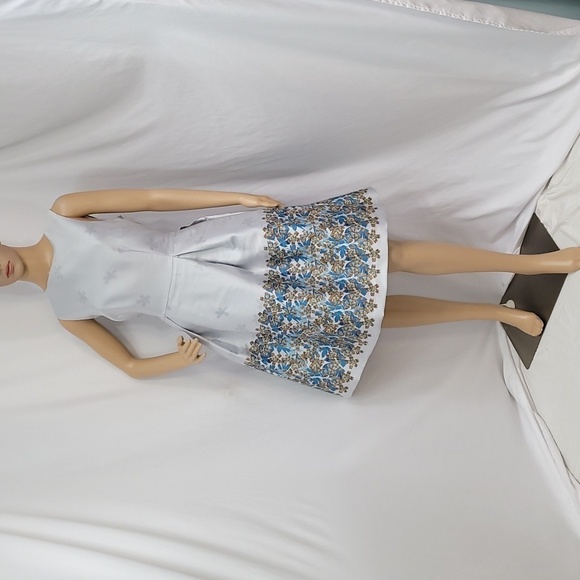 𝅺Max Studio Jacquard Artic Blue Cocktail Dress - Picture 7 of 17